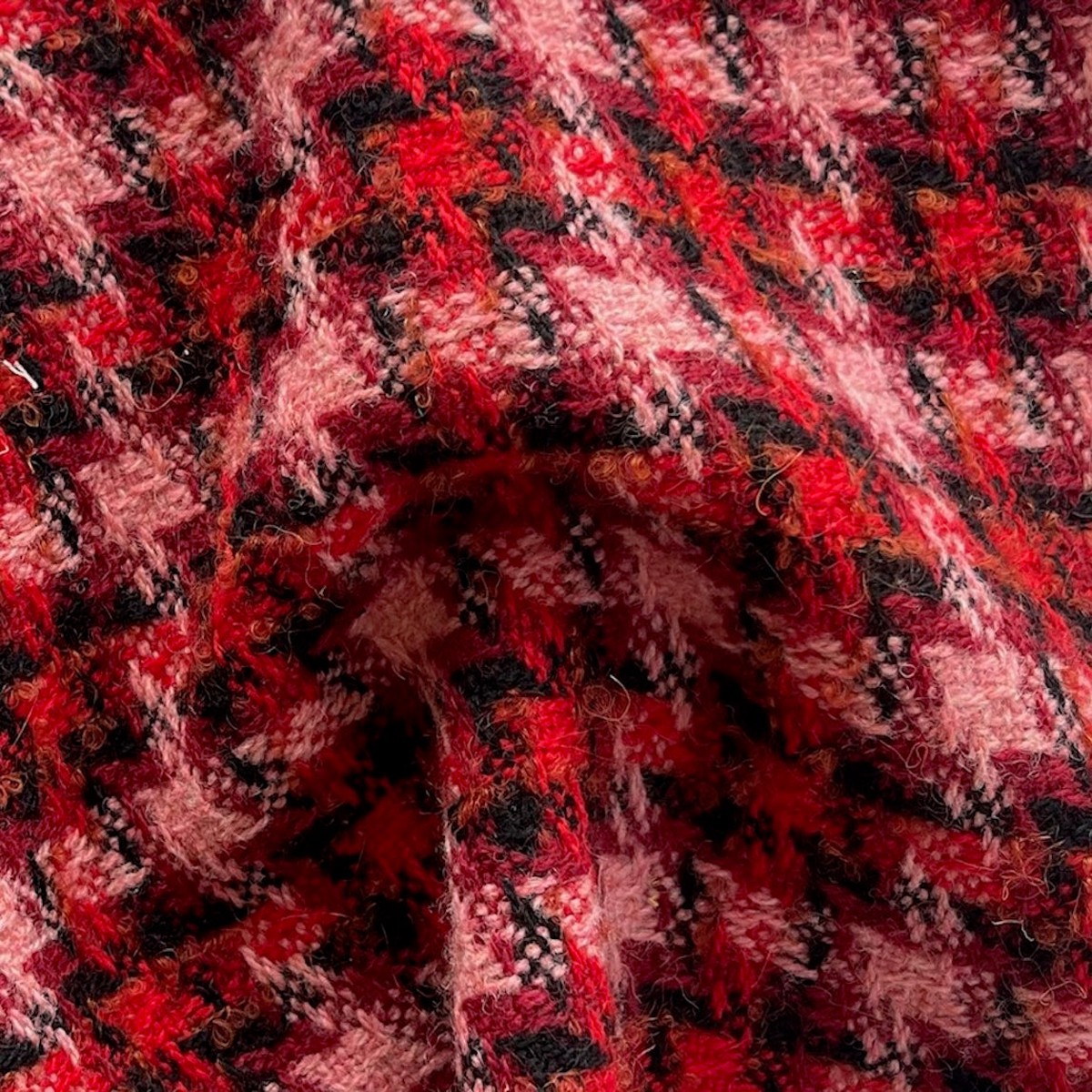 Etro Plaid Carnation & Merlot Wool Blend Boucl (Made in Italy)