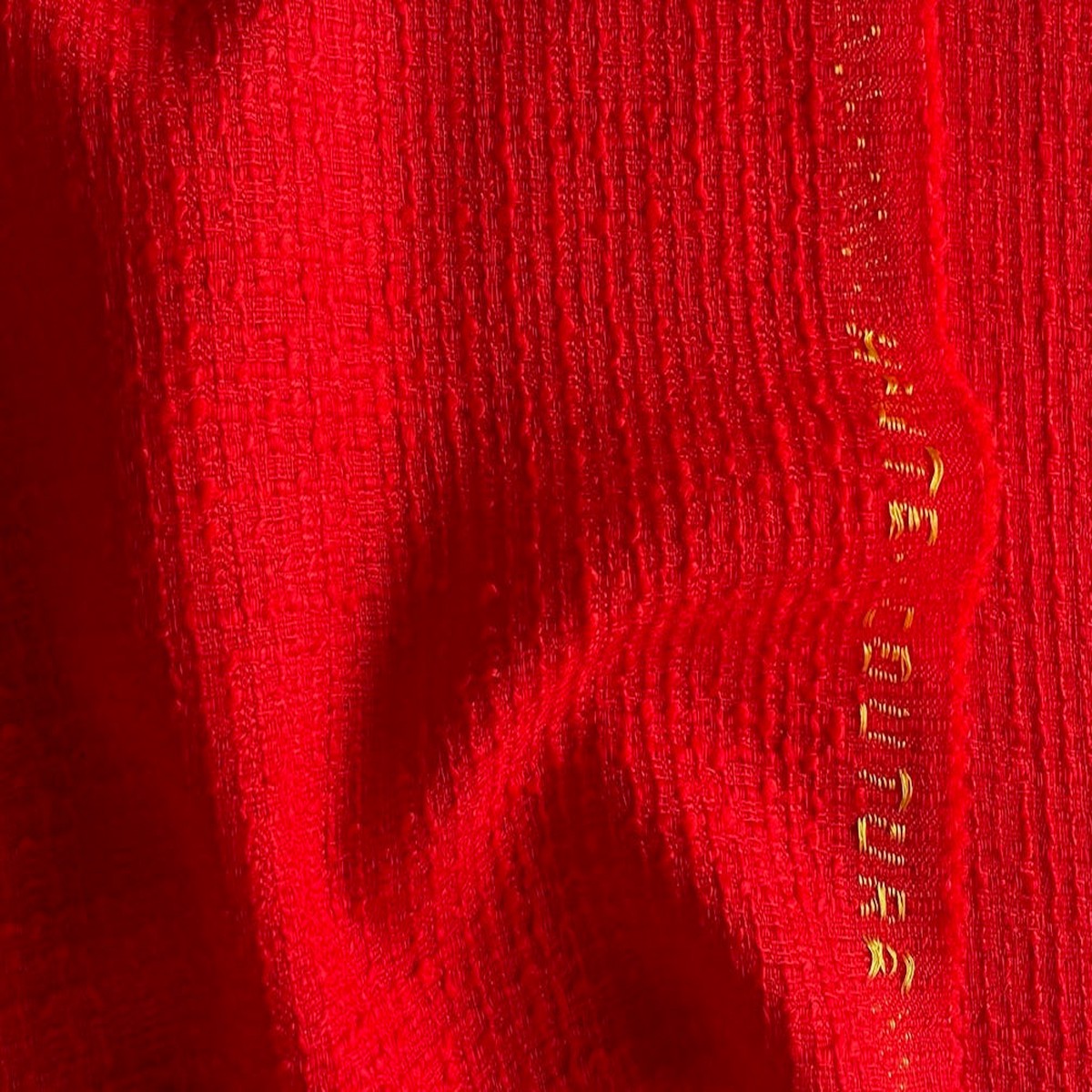 Mid-Weight Brilliant Candy Red Textured Wool Boucl (Made in Italy)