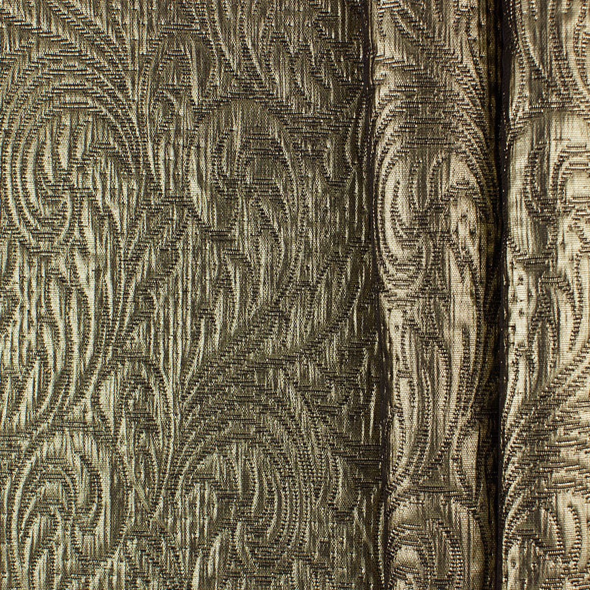 Arabesque Metallic Antique Gold & Black Wool Bend Brocade Matelass (Made in Switzerland)
