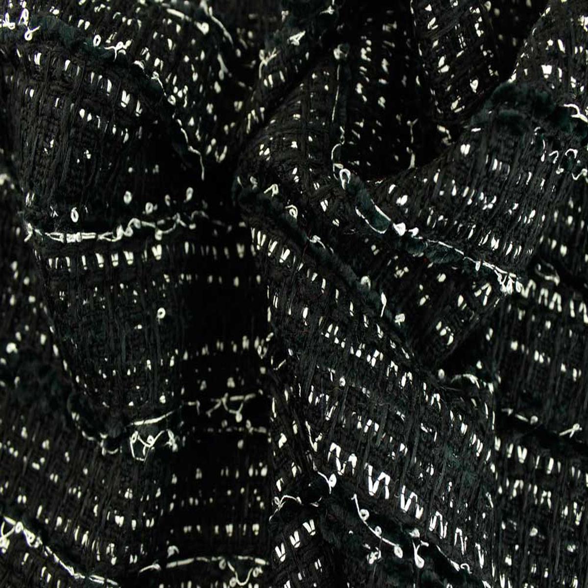 Chic Black & White Wool Blend Boucl (Made in Italy)