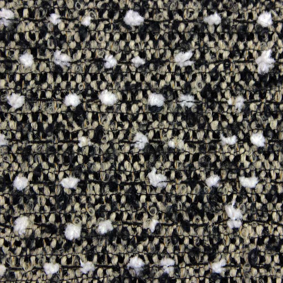 Cream & Black Wool Blend Tweed Boucl (Made in Spain)