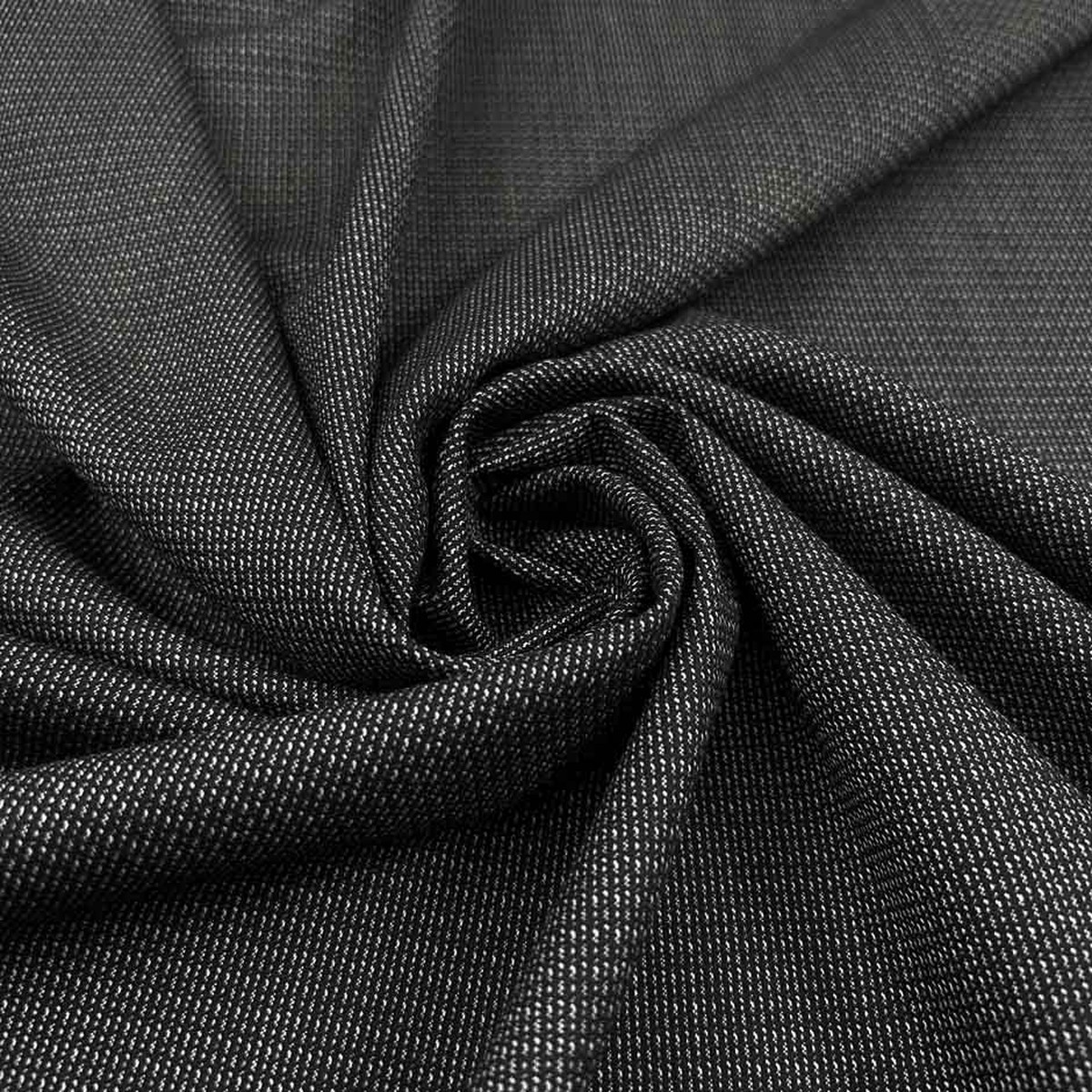 Dark Gray Tweed Effect Lightweight Wool