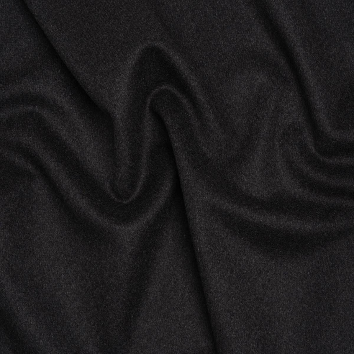 Heavy Brushed Wool Blend Twill Coating - Charcoal