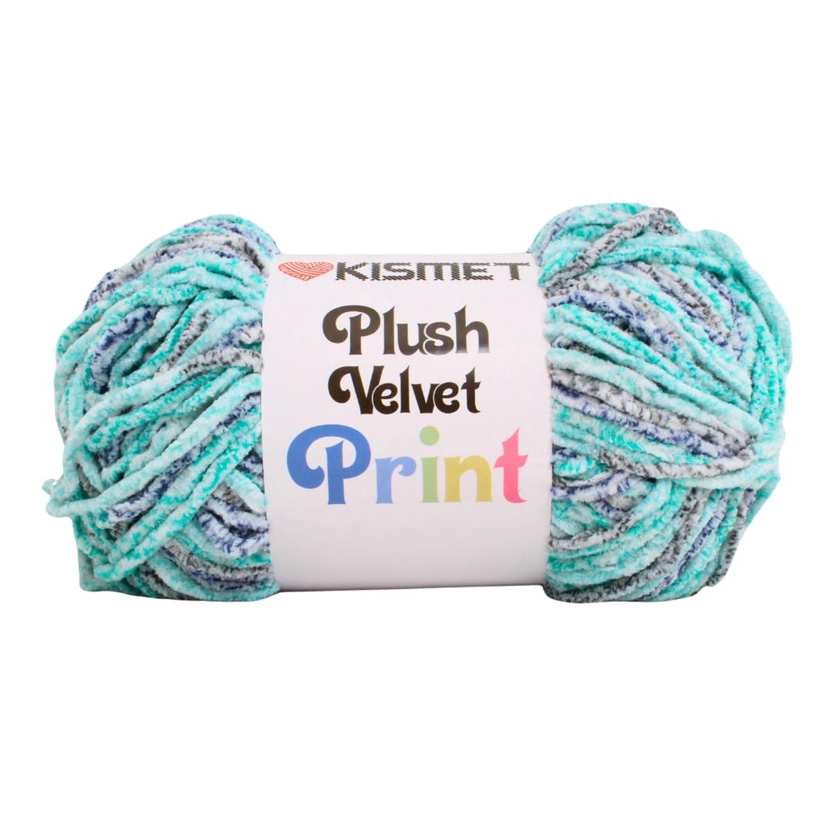 Kismet Plush Velvet Print 100g Aqua A