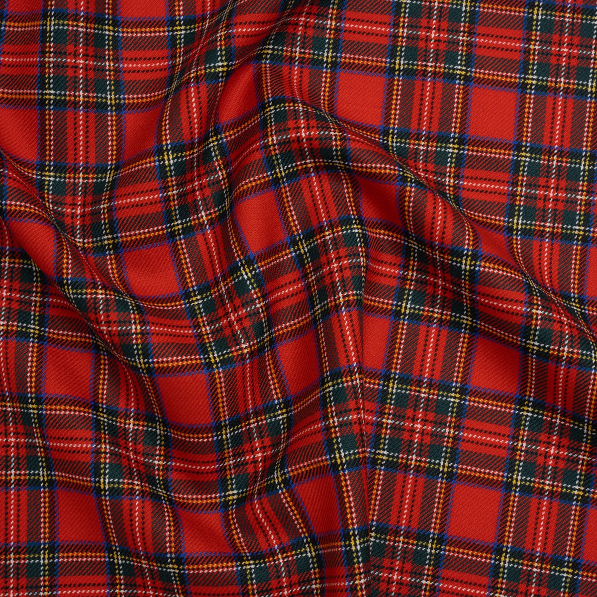 Virgin Wool Twill Made in Italy - Red Green and Yellow Plaid