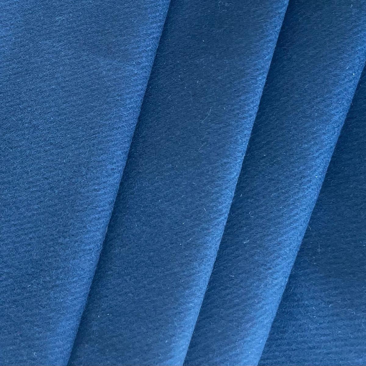 Handsome Navy Blue Wool Melton Twill Coating (Made in Italy)