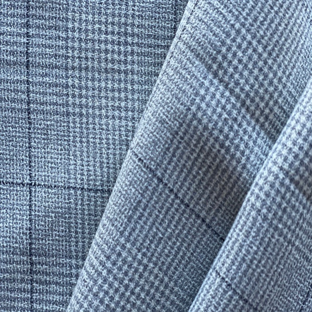 HeatheredFog& PaleIvoryGlen Plaid Wool Blend Crepe
