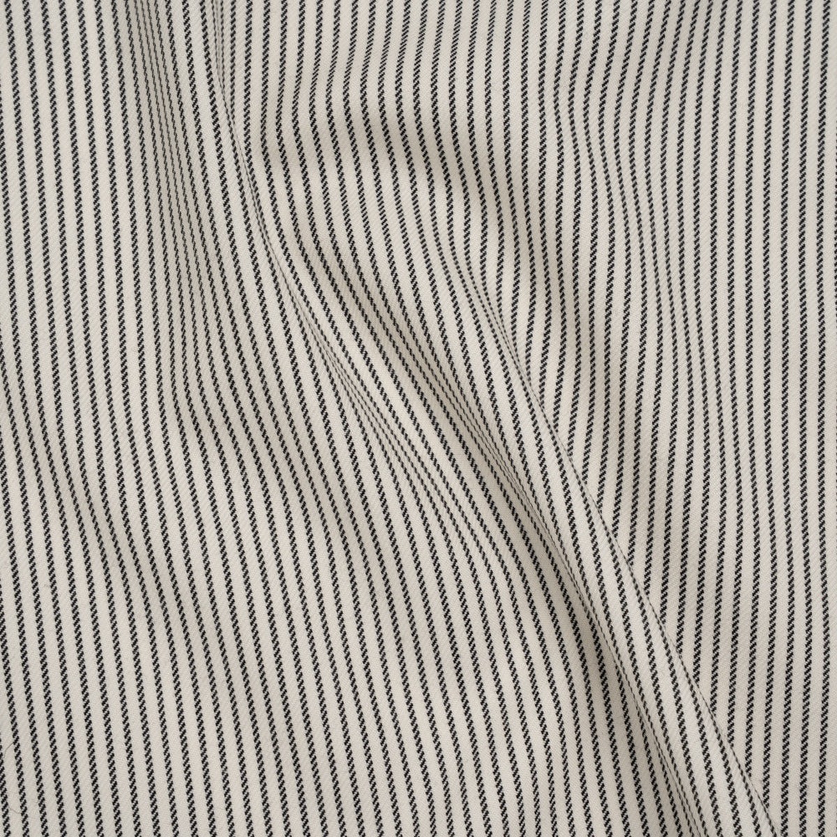 Wool Twill Suiting by Alexander McQueen - Cream and Black Chalk Stripes - Designer Deadstock