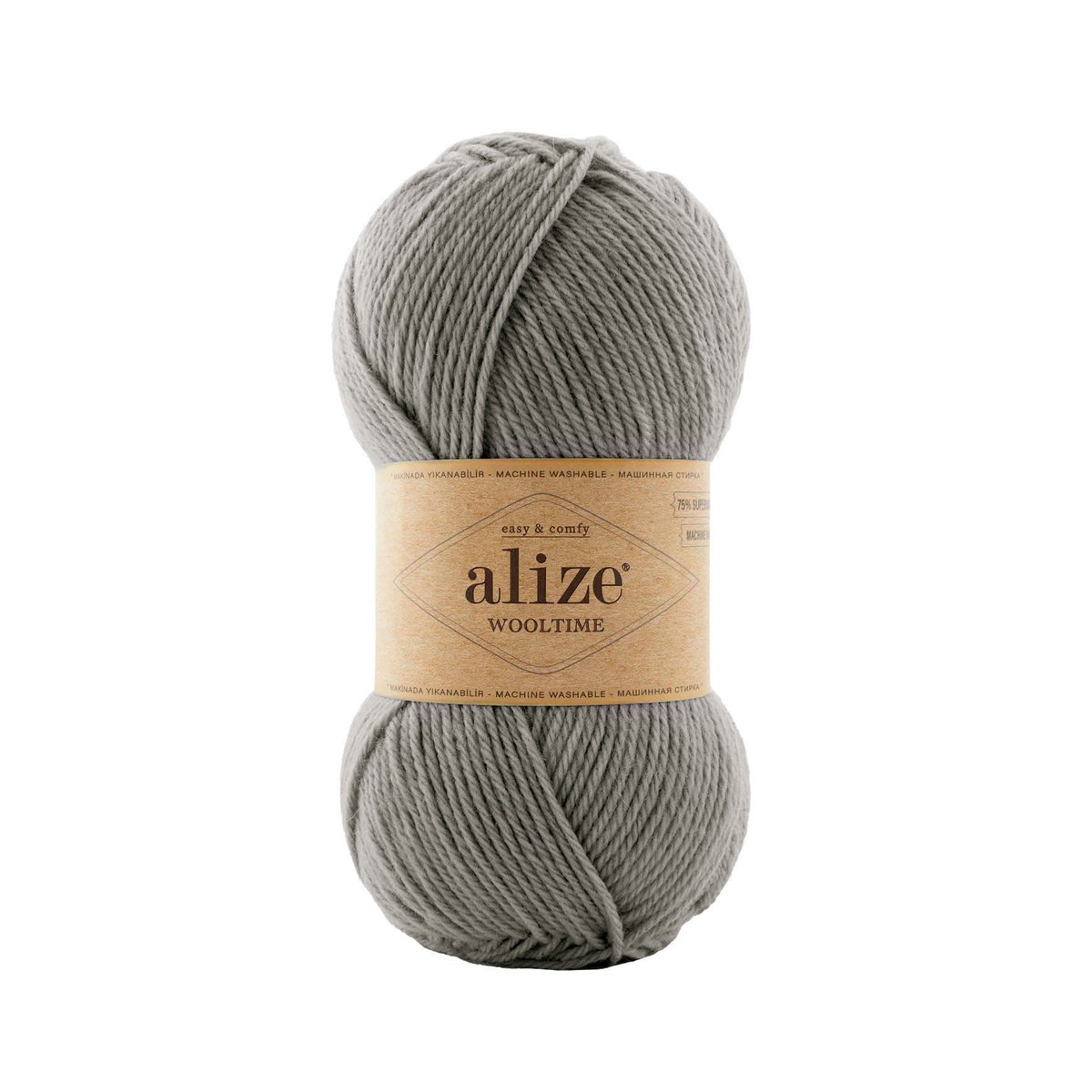Alize Wooltime Superwash Wool Knitting Yarn, Gray - 283