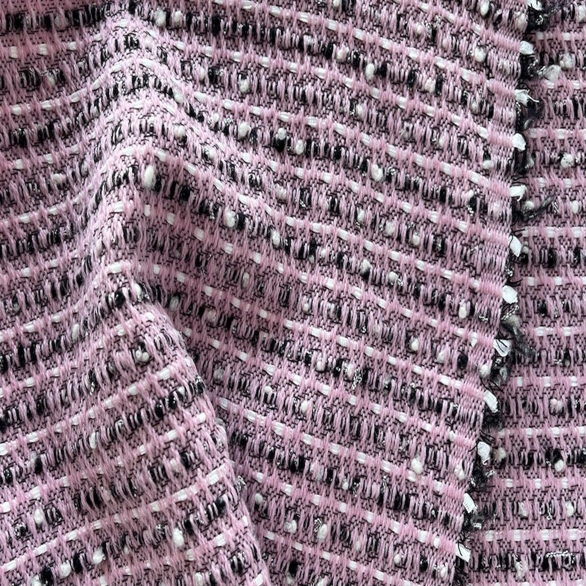 Dainty Blushing Rose Wool Blend Boucl Tweed (Made in Italy)