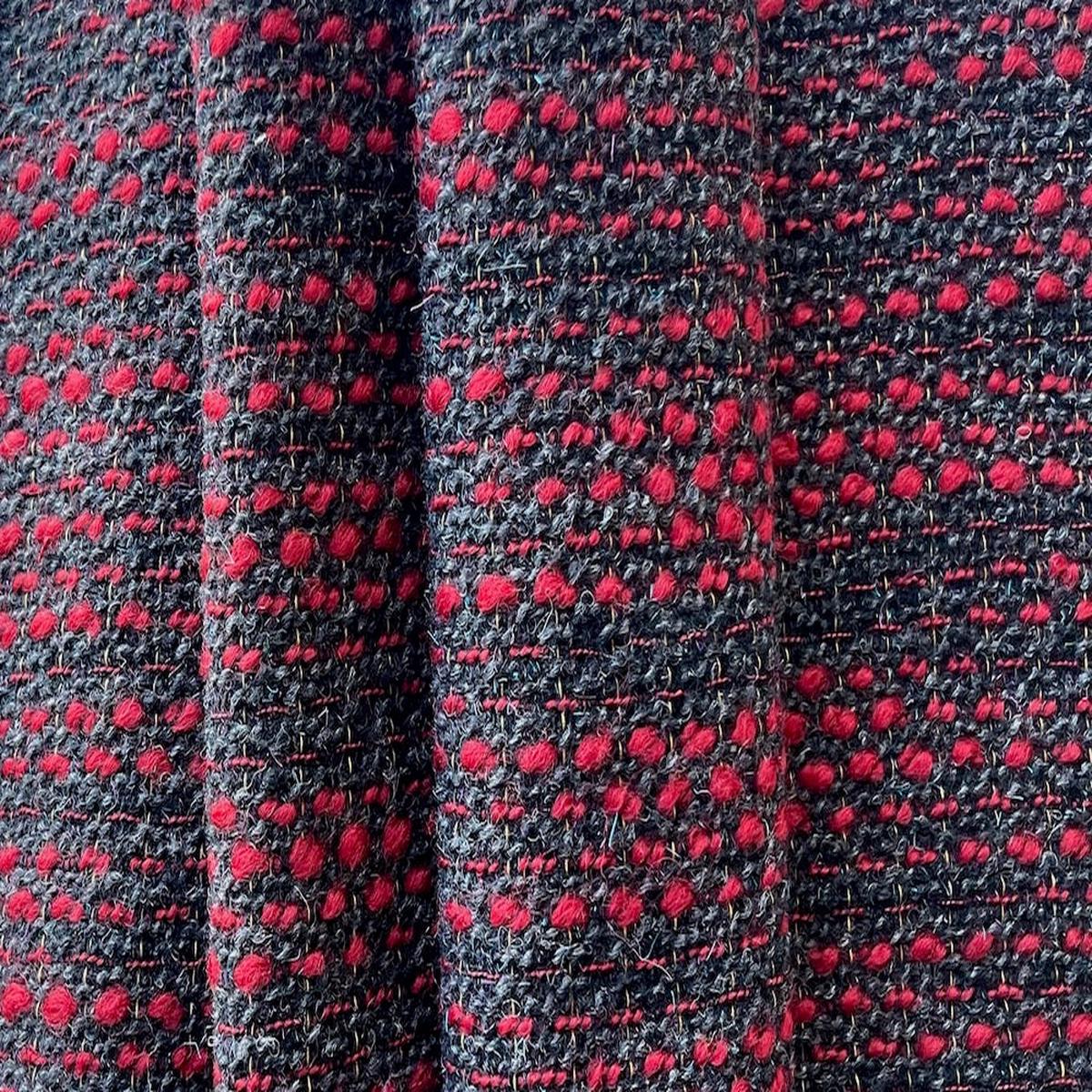 Holland & Sherry Elegent Charcoal, Carmine & Gold Wool Blend Boucl (Made in Italy)