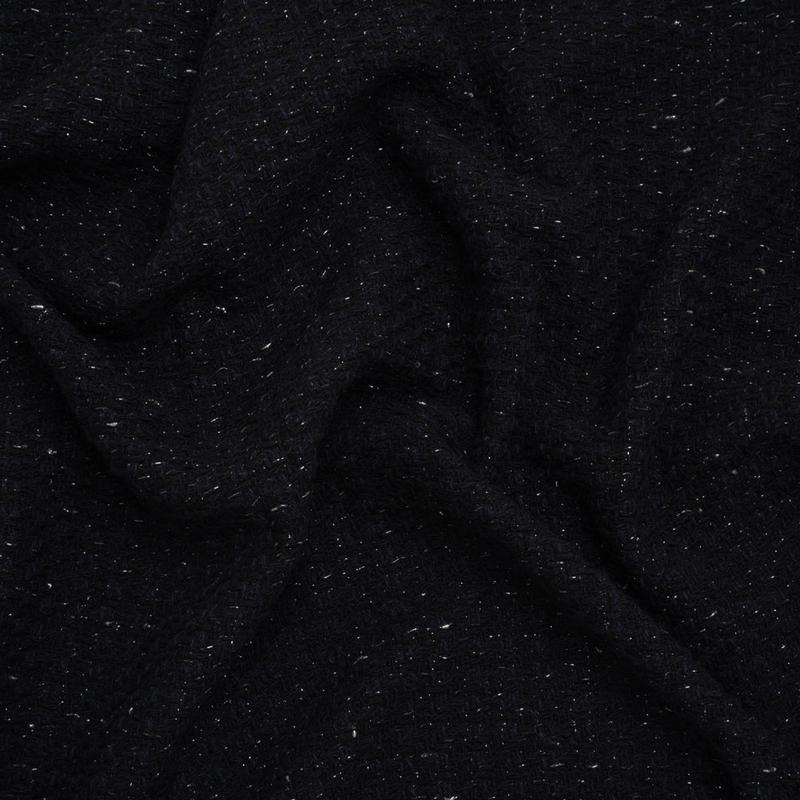Metallic Wool Blend Tweed Made in Italy - Navy Blue and Black Heathered