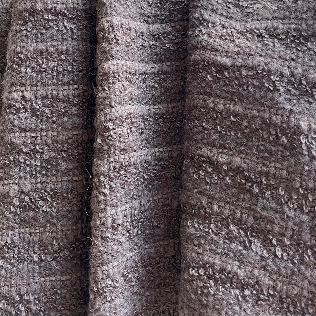 Plush Cocoa Mahogany Silk & Mohair Boucl Coating (Made in Italy)