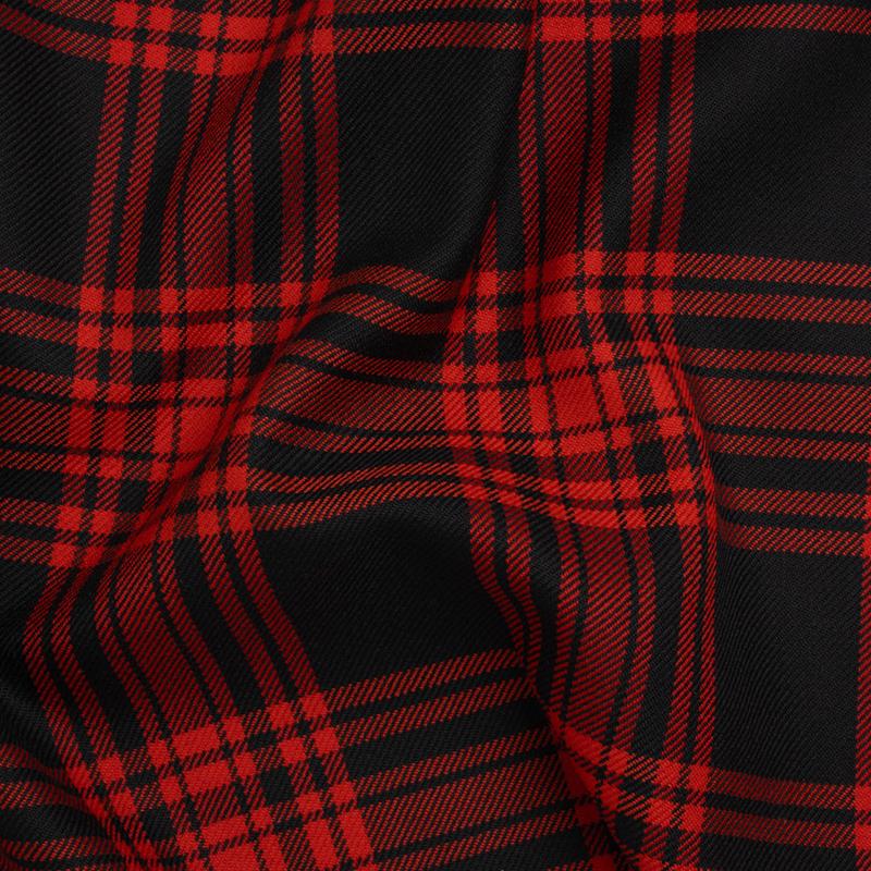 Virgin Wool Twill Made in Italy - Red and Black Plaid