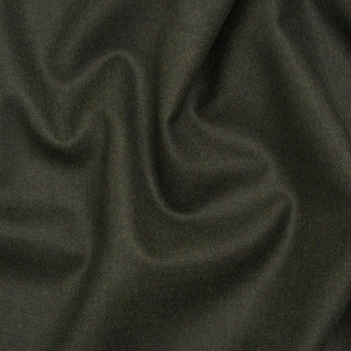 Brushed Virgin Wool Twill Made in Italy - Heathered Dark Forest Green