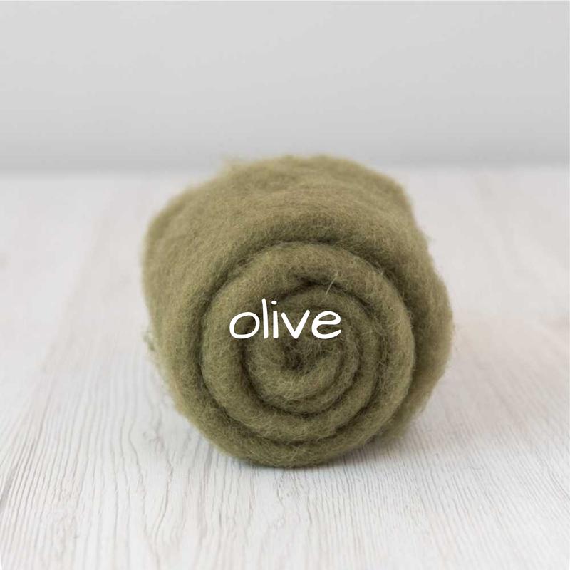 Carded Batting New Zealand Wool DHG 'Maori' Batt - Olive