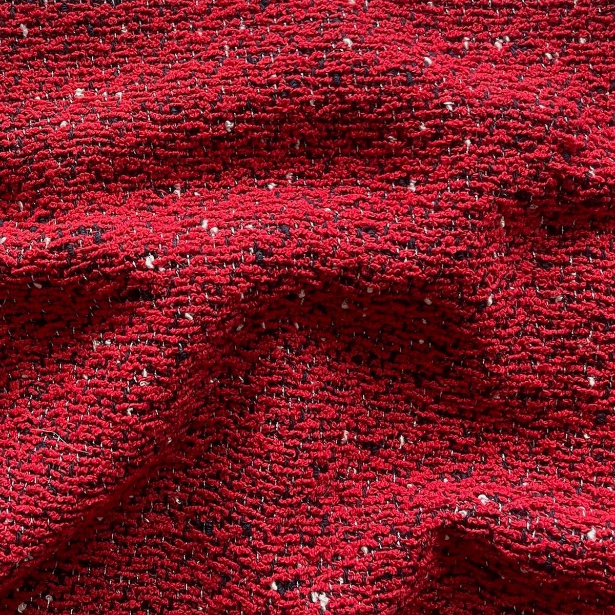 Couture Crimson & Black Cotton Blend Boucl (Made in Italy)
