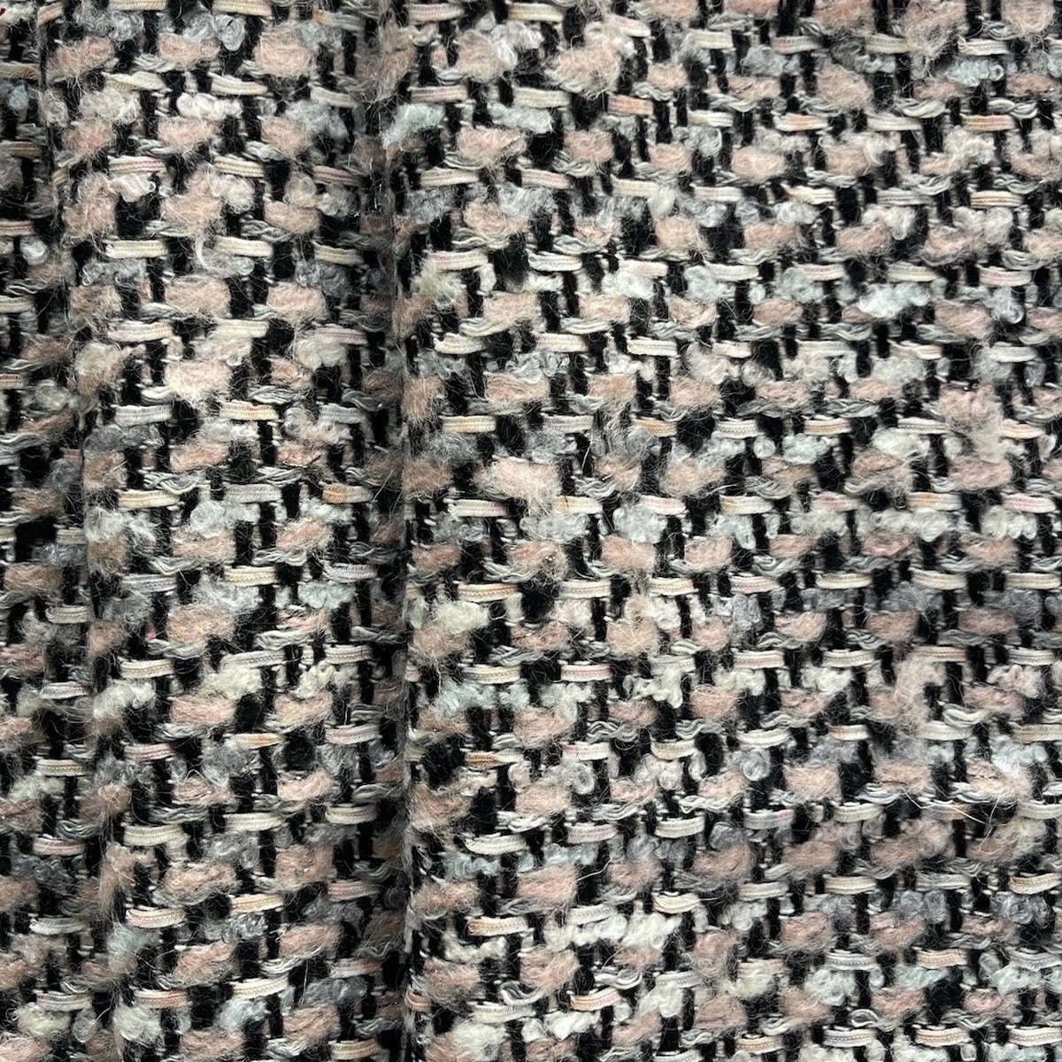 Ferragamo Pale Shell Pink, Obsidian & Fog Cotton Blend Boucl (Made in Italy)