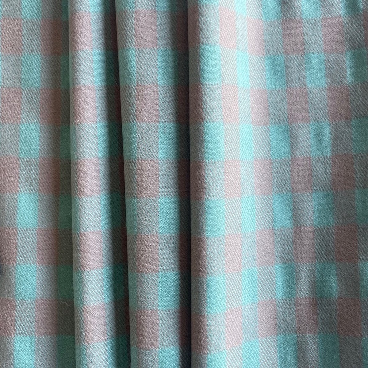 Mid-Weight Aquamint & Sand Buffalo Check Wool Blend Flannel (Made in Italy)