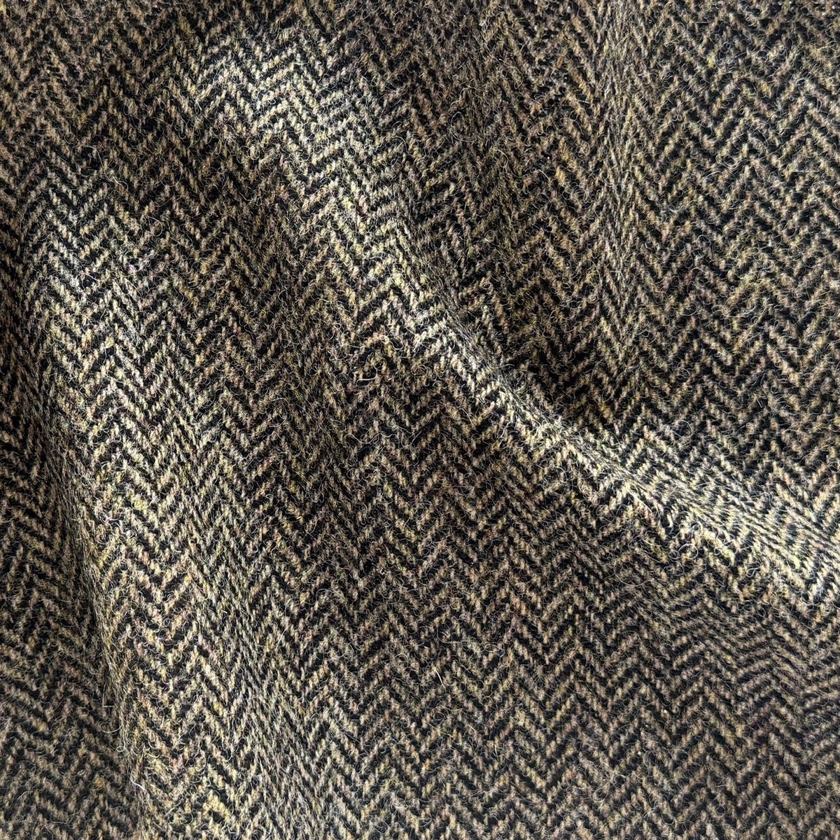 Oatmeal & Soft Black Mlange Wool Herringbone (Made in Ireland)