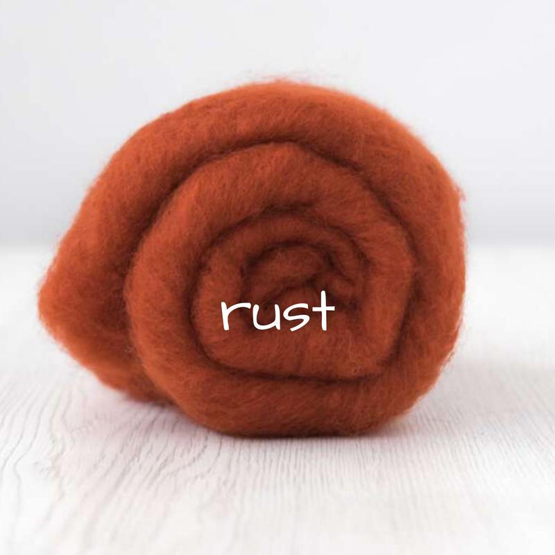 Carded Batting Extra Fine Merino Needle Felting Wool - Rust