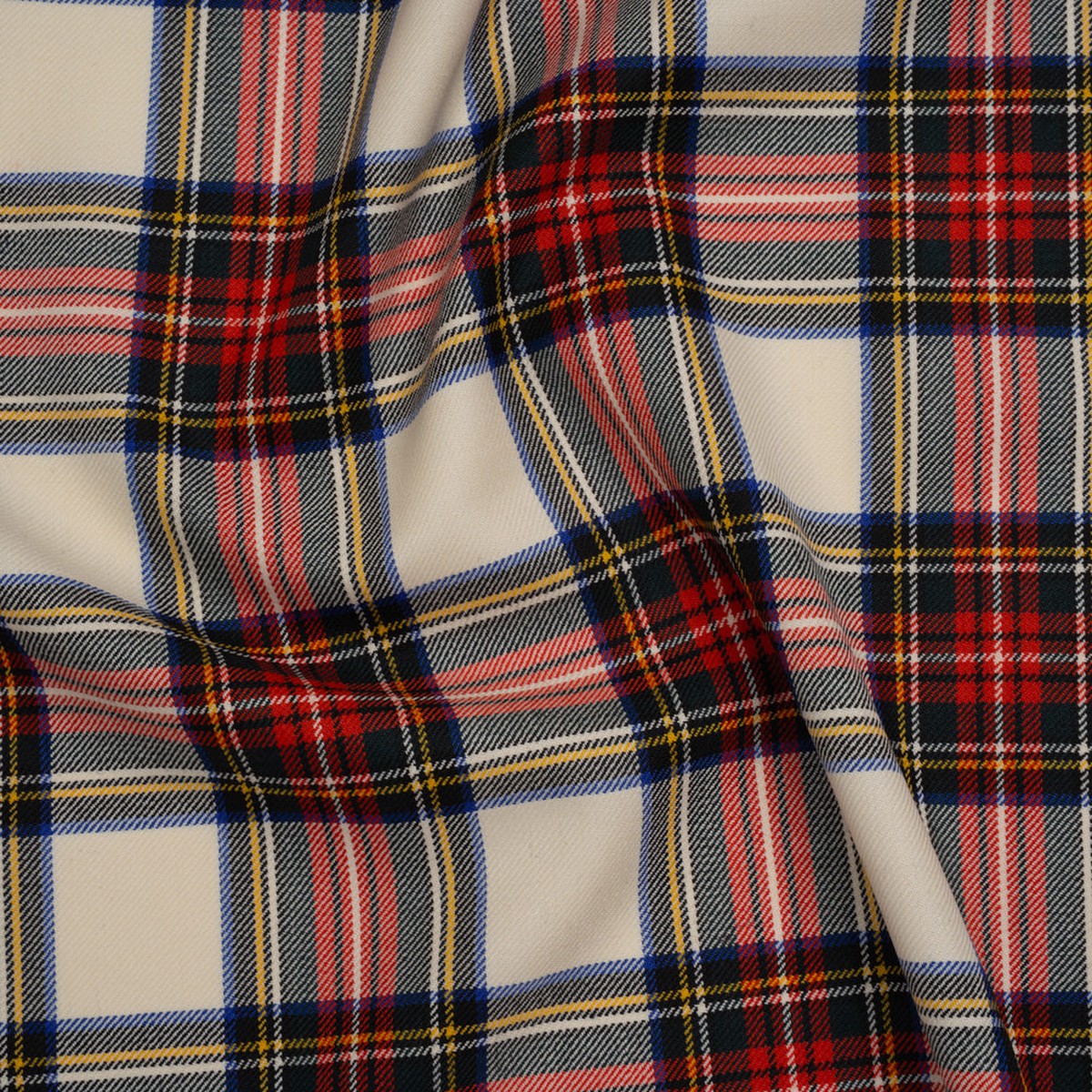 Virgin Wool Twill Made in Italy - White Red and Blue Plaid