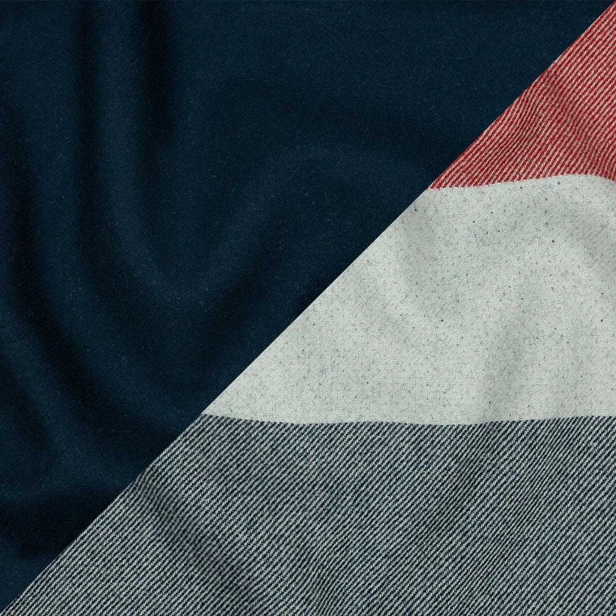 Famous Designer Red, White and Navy Stripes Brushed Twill Double Cloth Coating