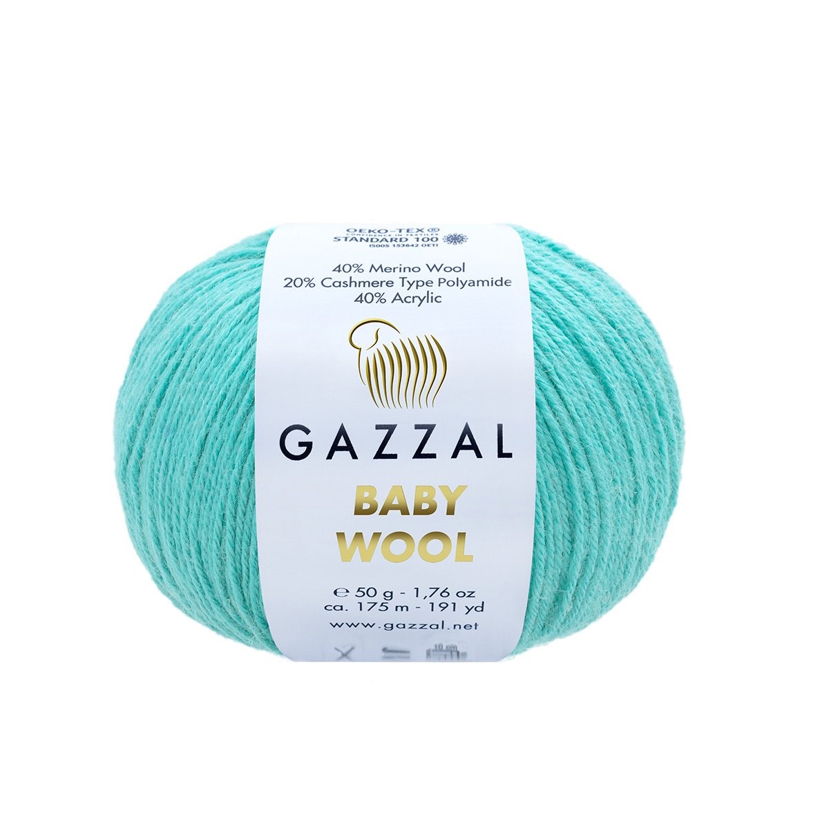 Gazzal Baby Wool Knitting Yarn, Turquoise - 820