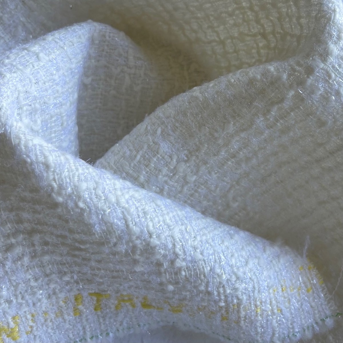 Glittering Snowflakes Selvedged Virgin Wool Blend Boucl (Made in Italy)