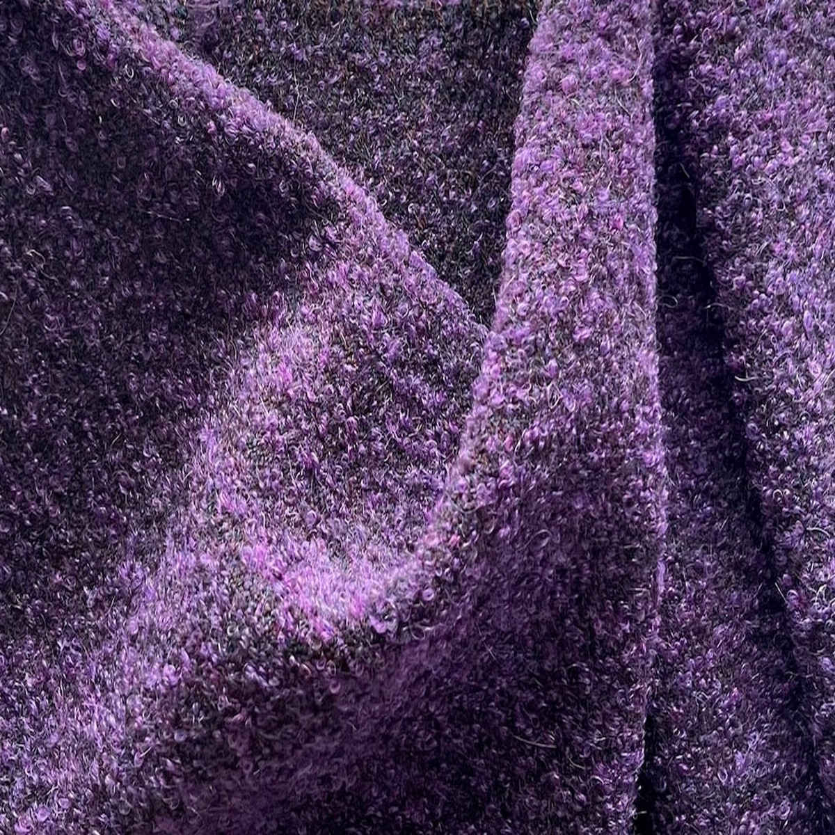 Plush Ripe Italian Plum & Onyx Mohair Blend Boucl (Made in Italy)