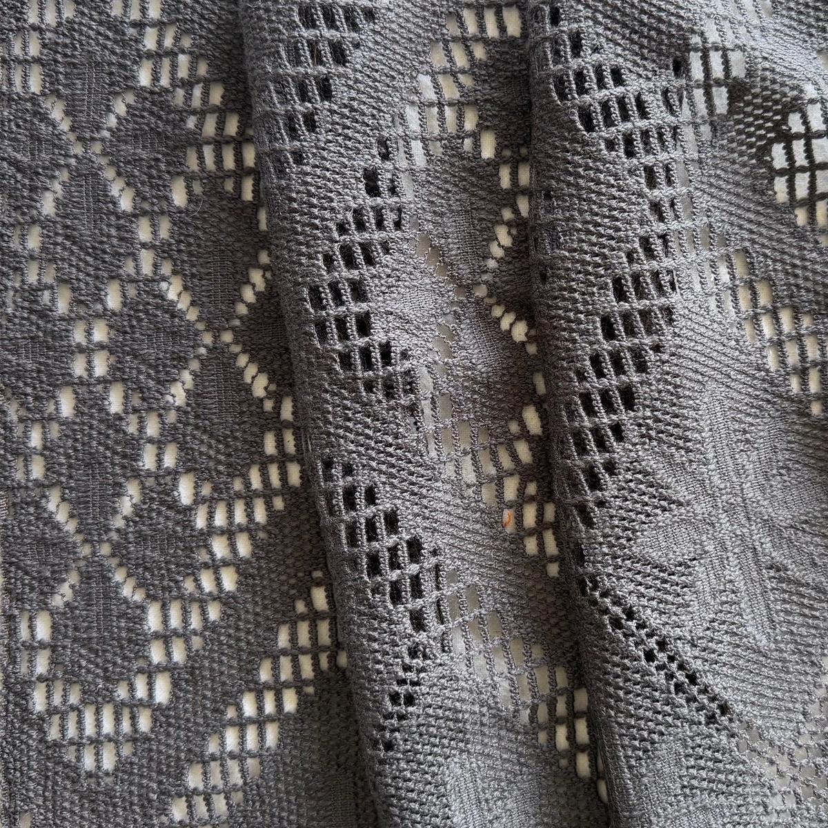Steel Grey Diamonds Open Crocheted Wool Knit (Made in Italy)