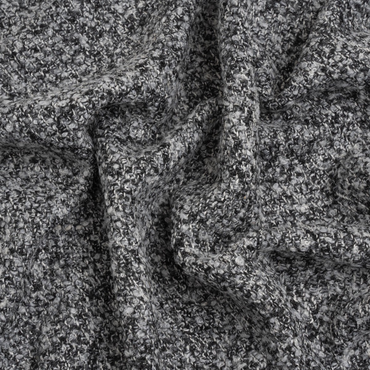 Black and White Tweedy Wool Blend Boucle