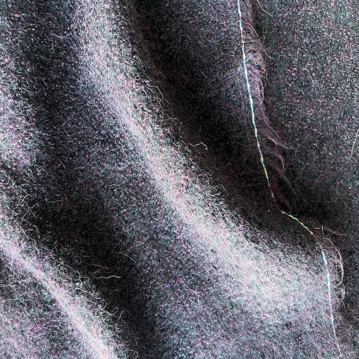 Italian Plum Chic Black Wool Blend Boucl Coating (Made in France)