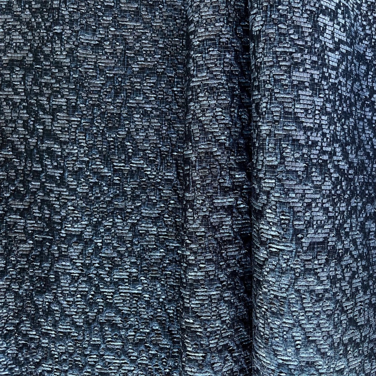 Light-Weight Pewter & Black Silk Blend RaffiaBoucl (Made in Italy)