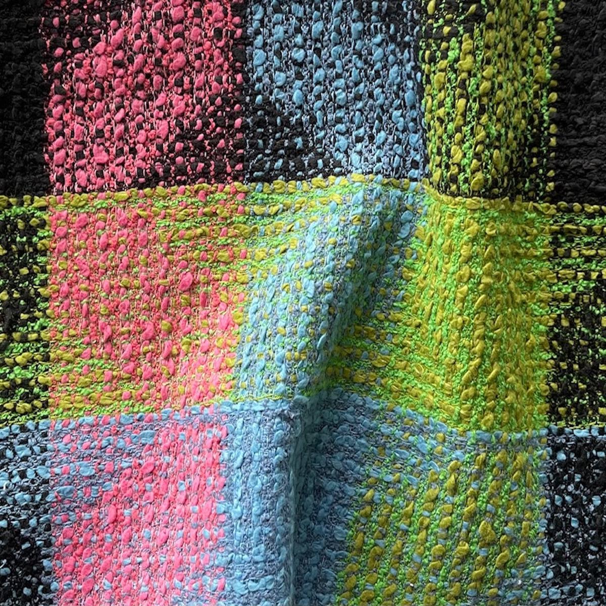Couture Dynamic Peony Pink & Lawn Green Cotton Blend Boucl (Made in Italy)