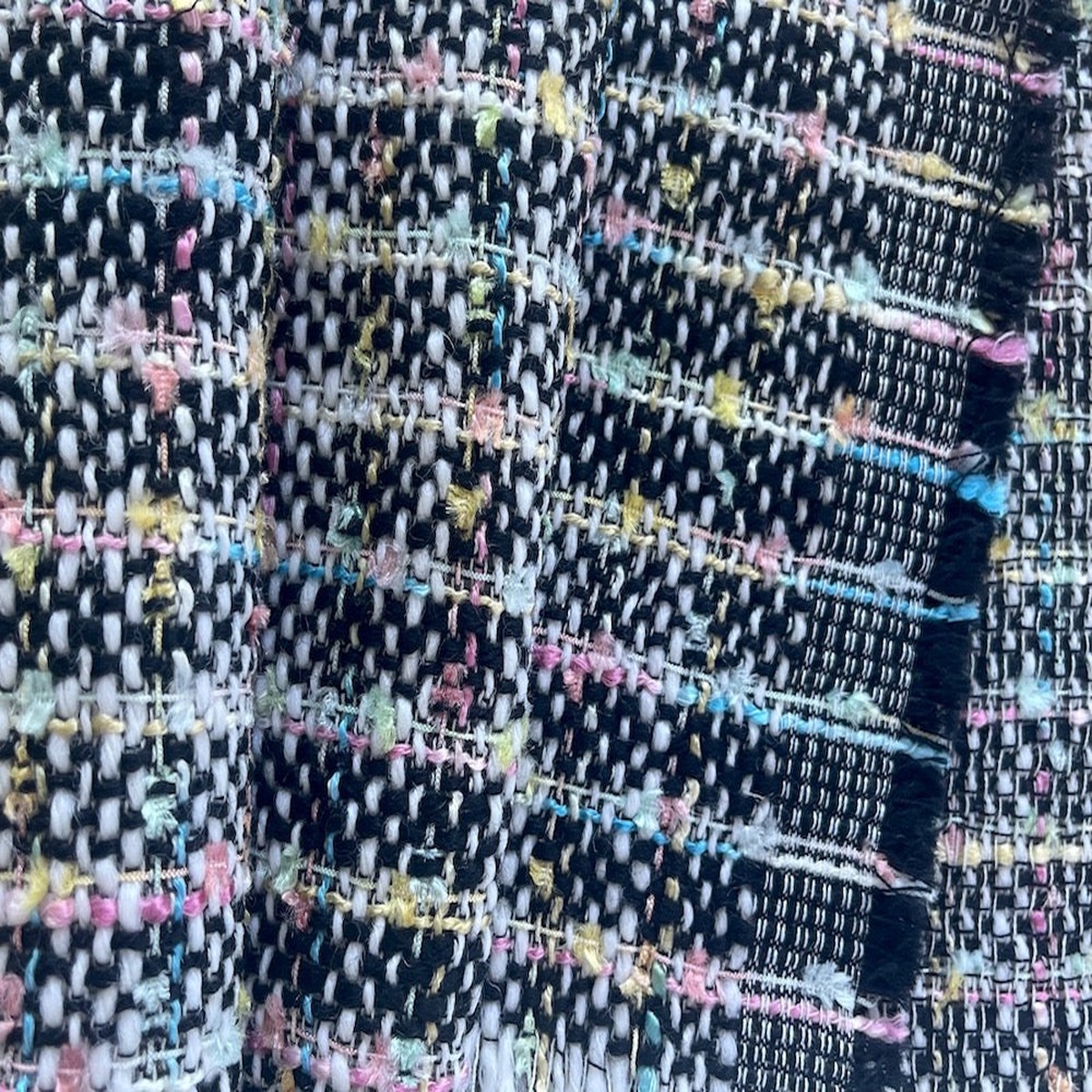 Gucci Striped Pastel Party Mint & Black-White Wool Blend Boucl (Made in Italy)