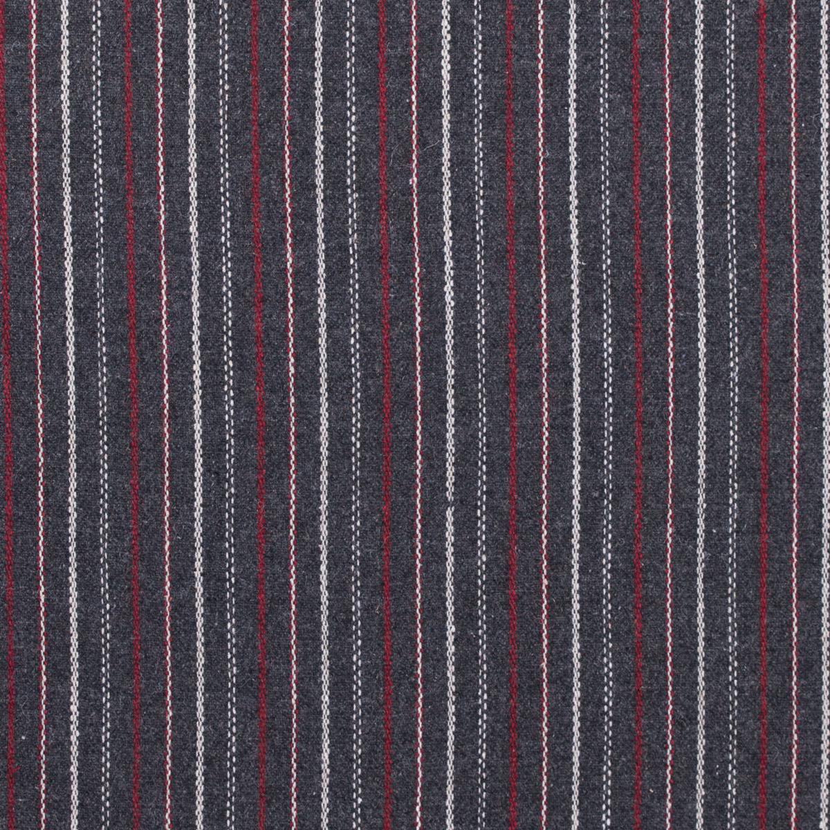 Italian Gray, Red and White Striped Blended Wool Twill
