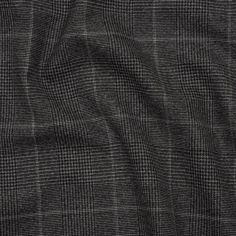 Super 130 Wool Suiting Made in Italy - Black and White Glen Plaid - Deadstock