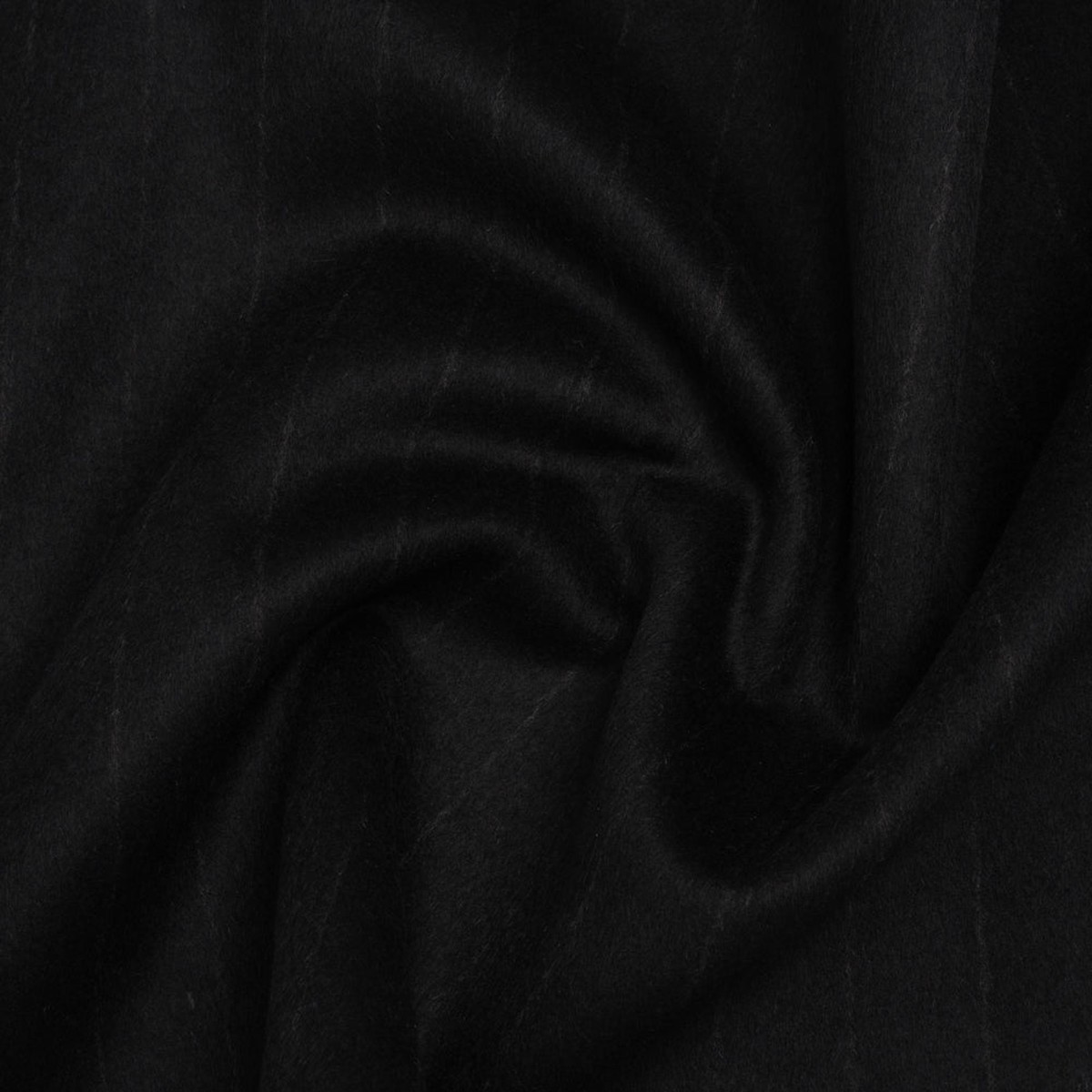 Brushed Wool Blend Double Cloth Coating - Black and Gray Chalk Stripes - Deadstock