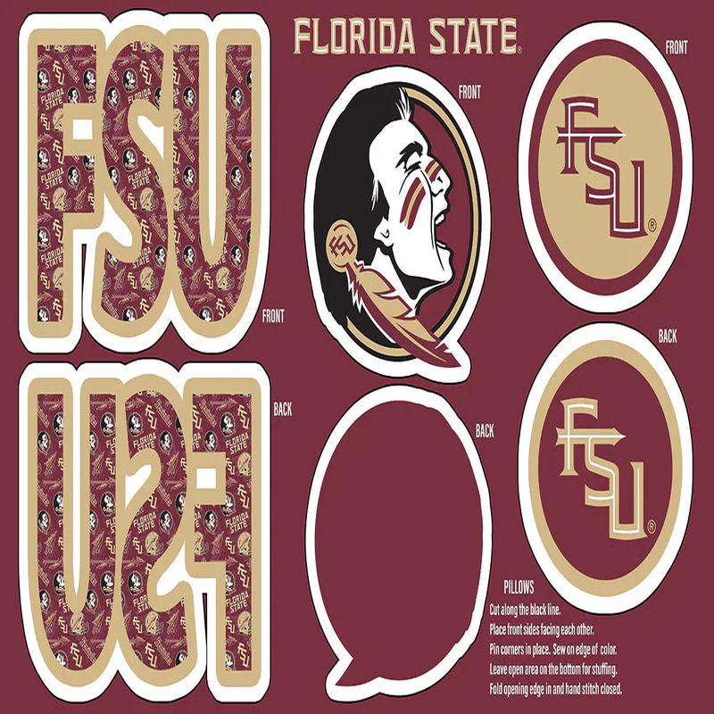 Florida State Seminoles NCAA Collegiate Pillow Project 36 x 60 inches Sykel Polyester Minky SYK-FSU-1359 Fabric