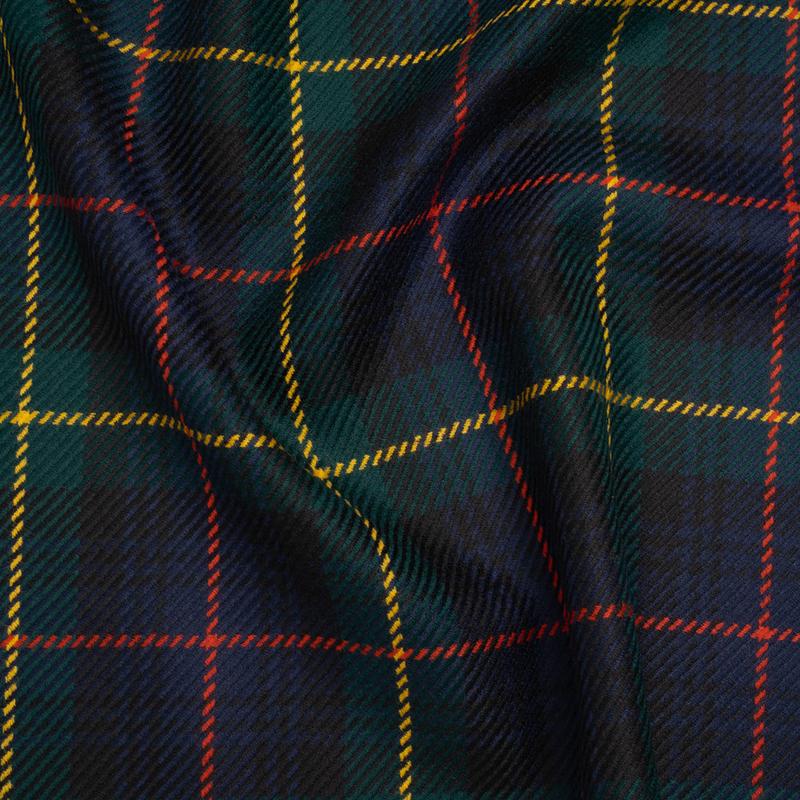 Heavy Virgin Wool Twill Made in Italy - Dark Green, Red and Yellow Plaid