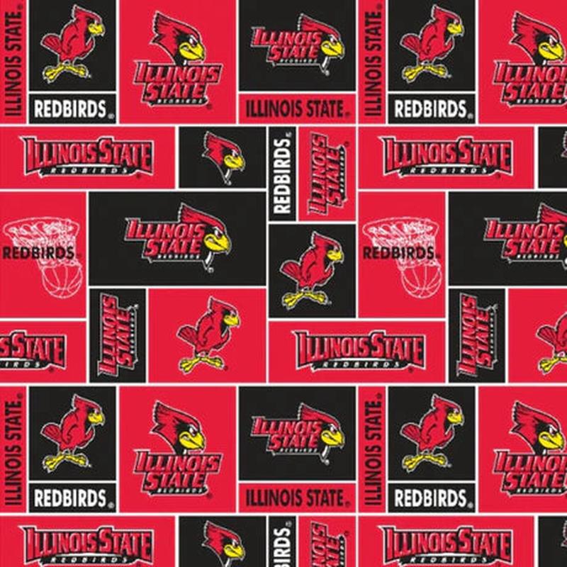 Illinois State Redbirds NCAA College Block Sykel 58" FLEECE Fabric ILLST-012