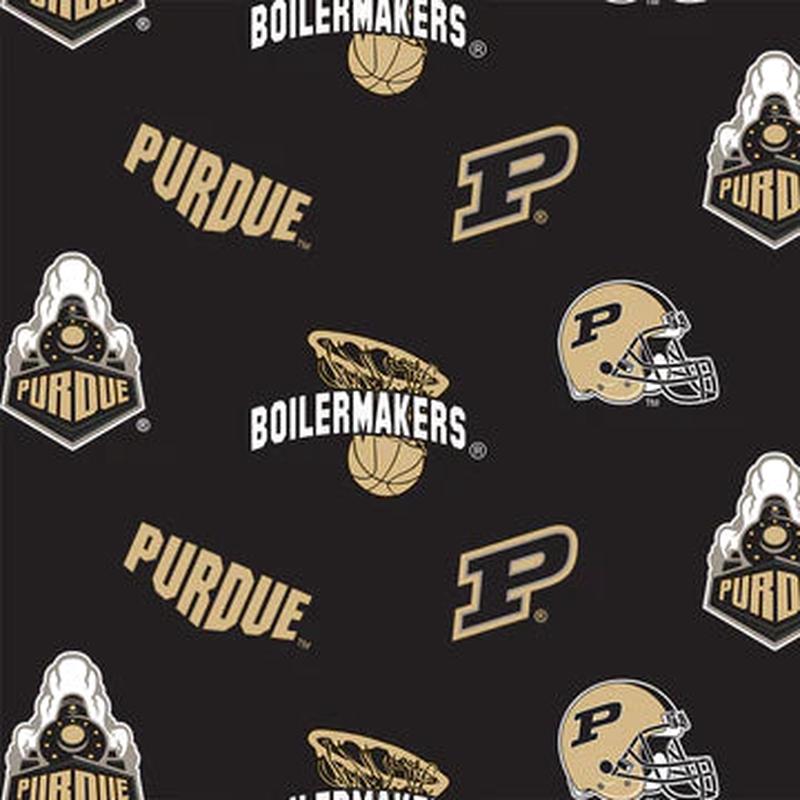 Purdue Boilermakers NCAA College Allover Sykel 58" FLEECE Fabric PU-035