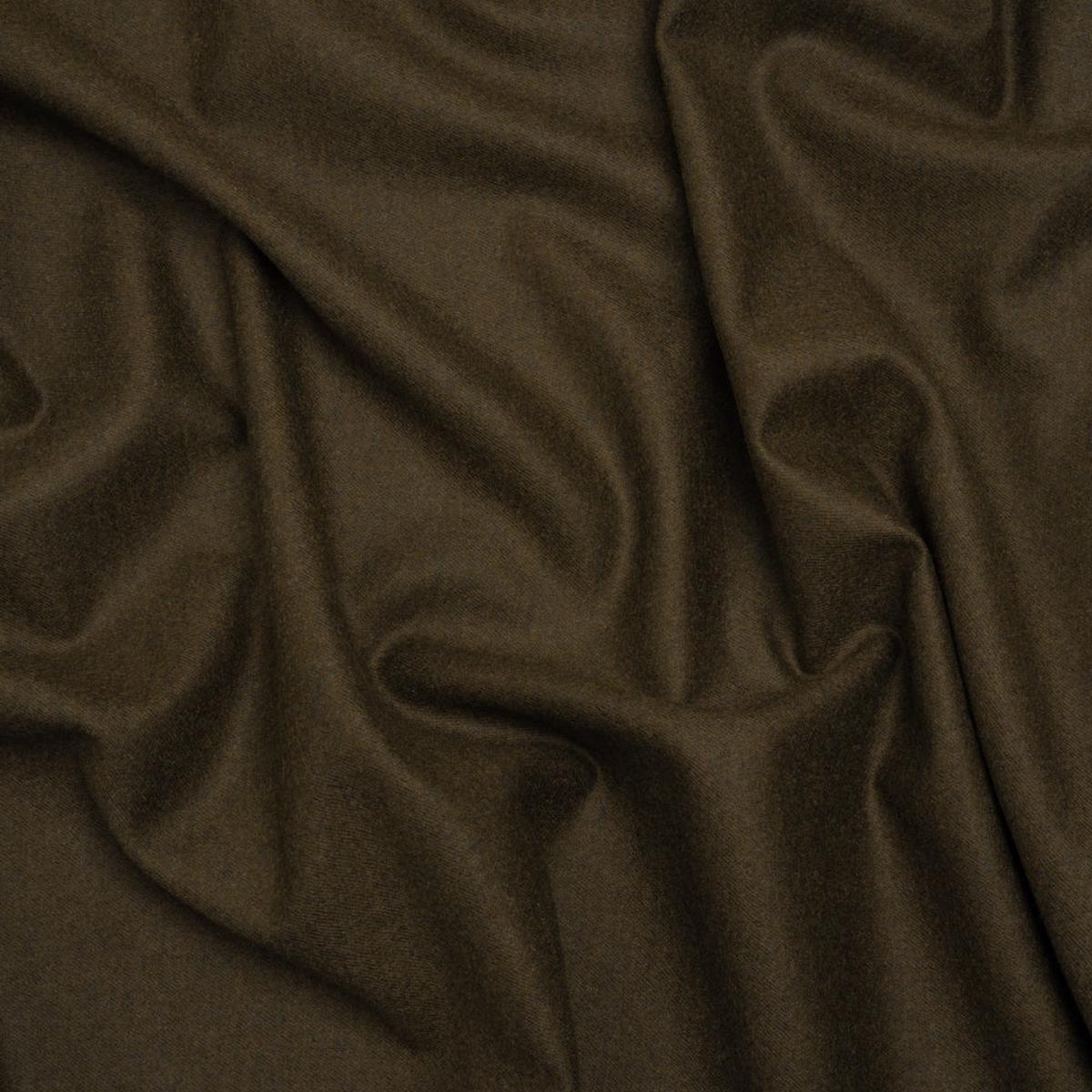 Brushed Wool Twill Suiting Made in Italy - Heathered Olive Green - Deadstock