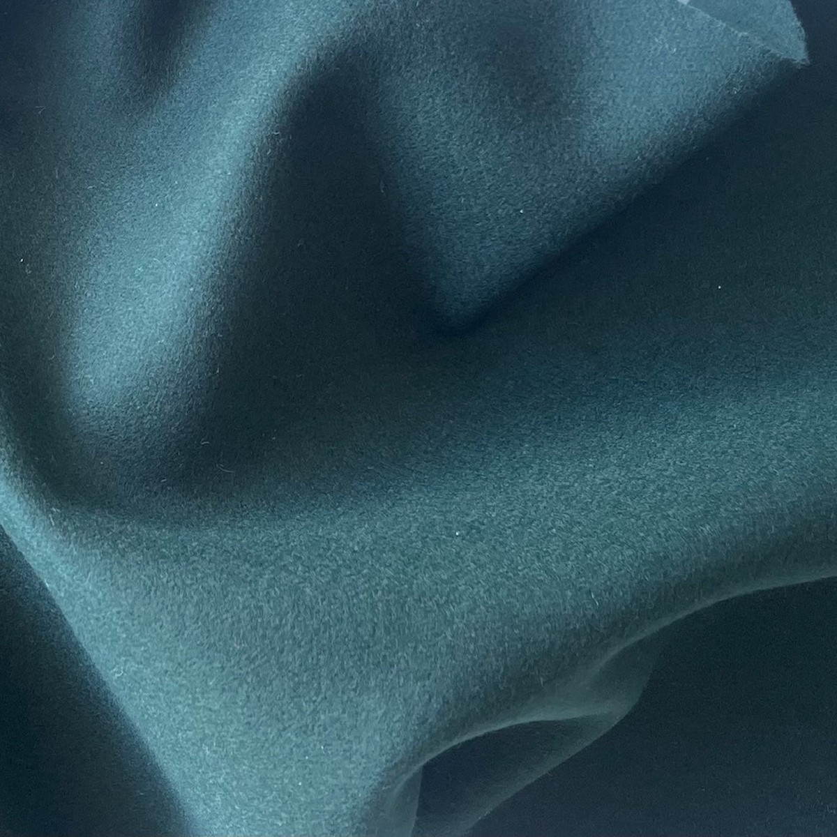 Mid-Weight Teal Green Virgin Wool Blend Melton Coating (Made in Italy)