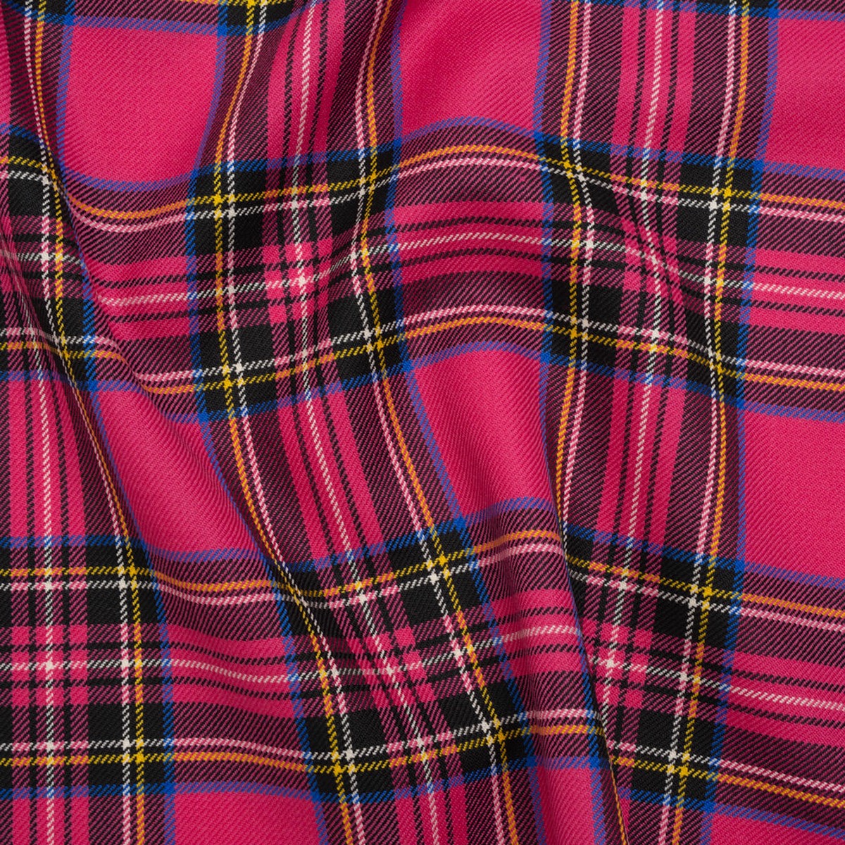 Virgin Wool Twill Made in Italy - Fuchsia Pink Blue and Yellow Plaid