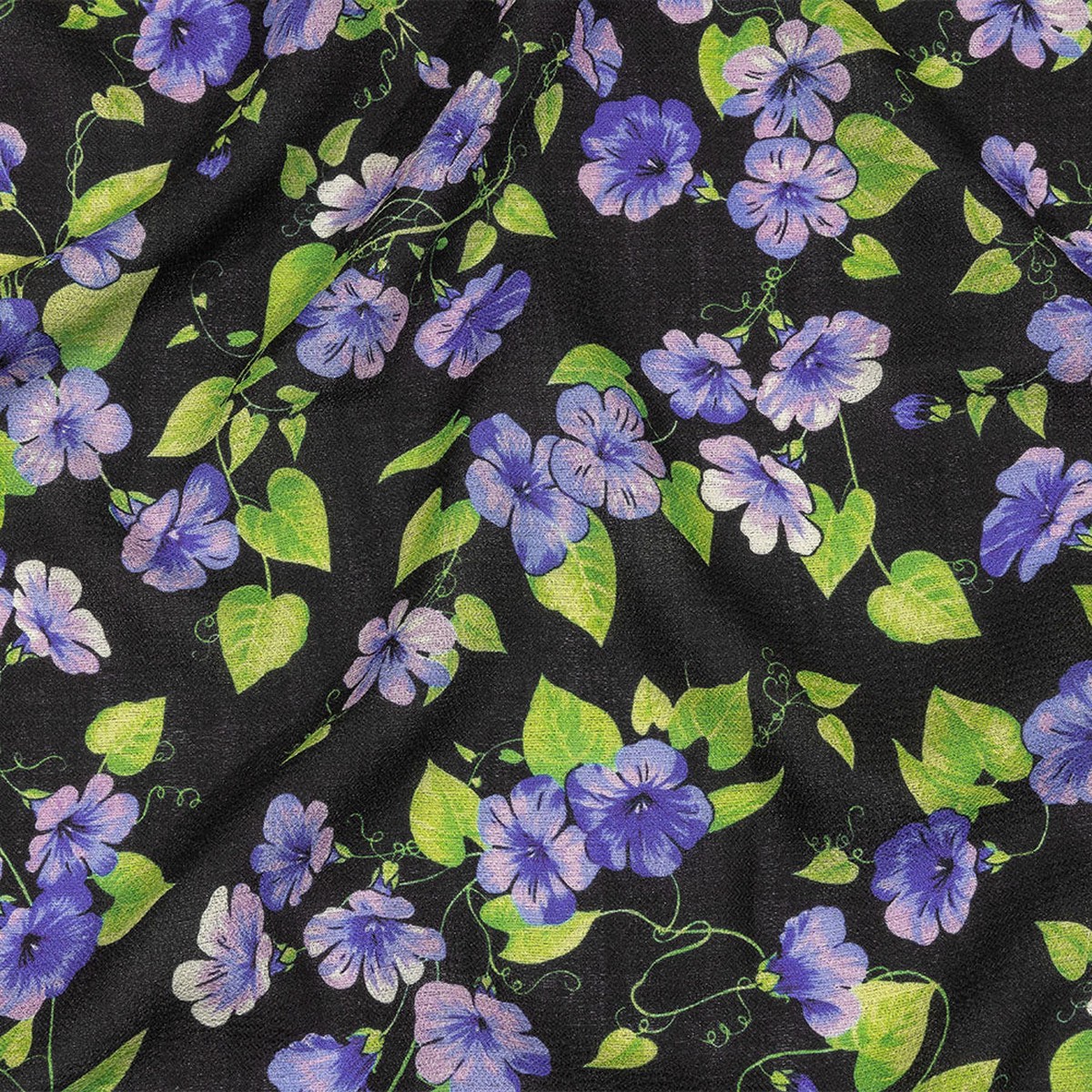 Balenciaga Italian Purple Vibrant Green and Black Violets Wool Crepe