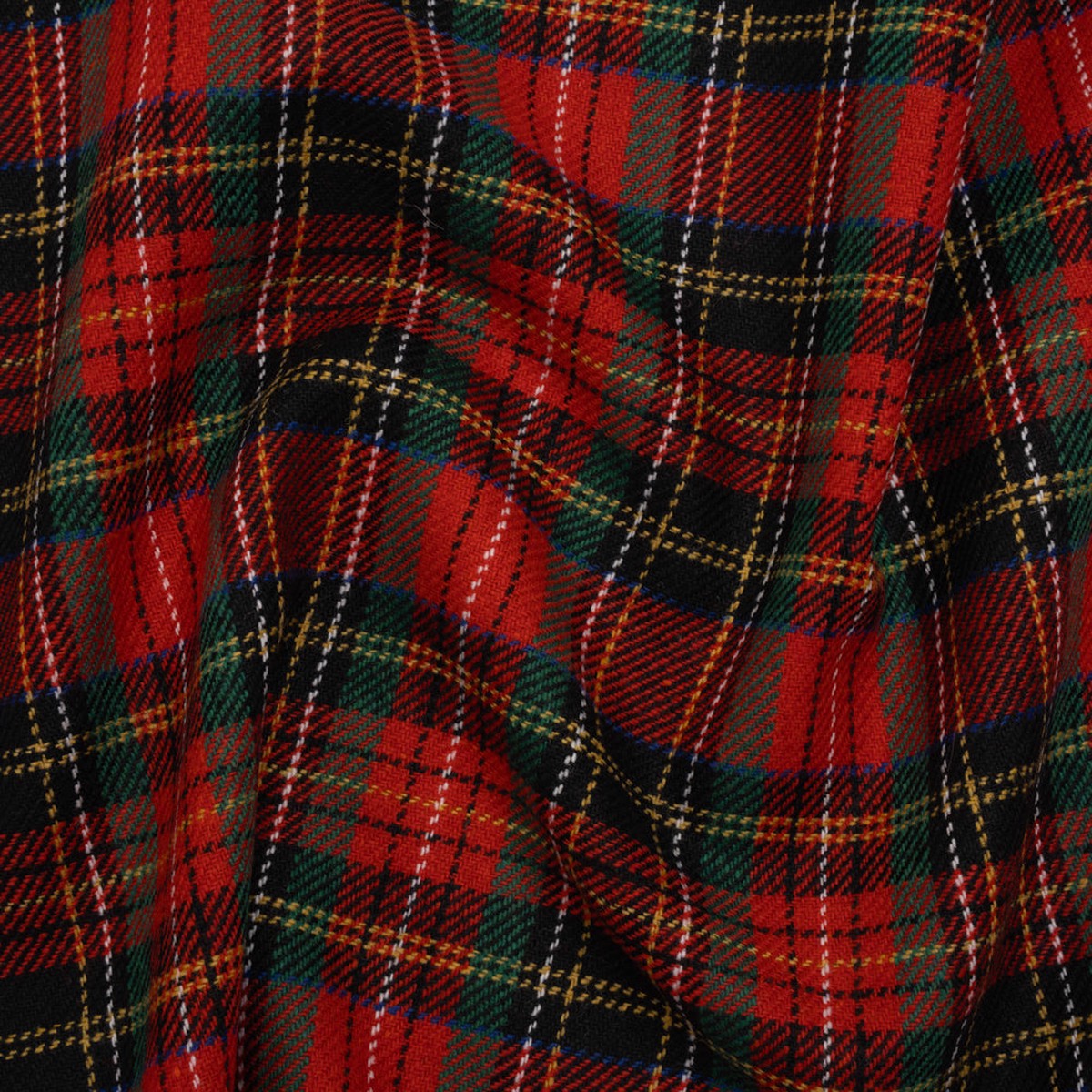 Blended Wool Twill - Red Green and Black Classic Holiday Plaid