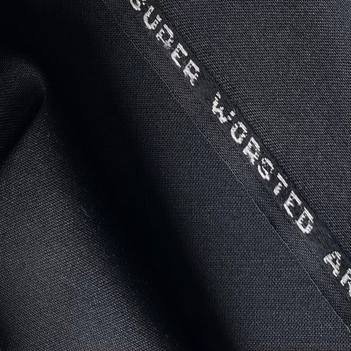 High-End Handsome Black Worsted Wool & Mohair Suiting (Made in England)