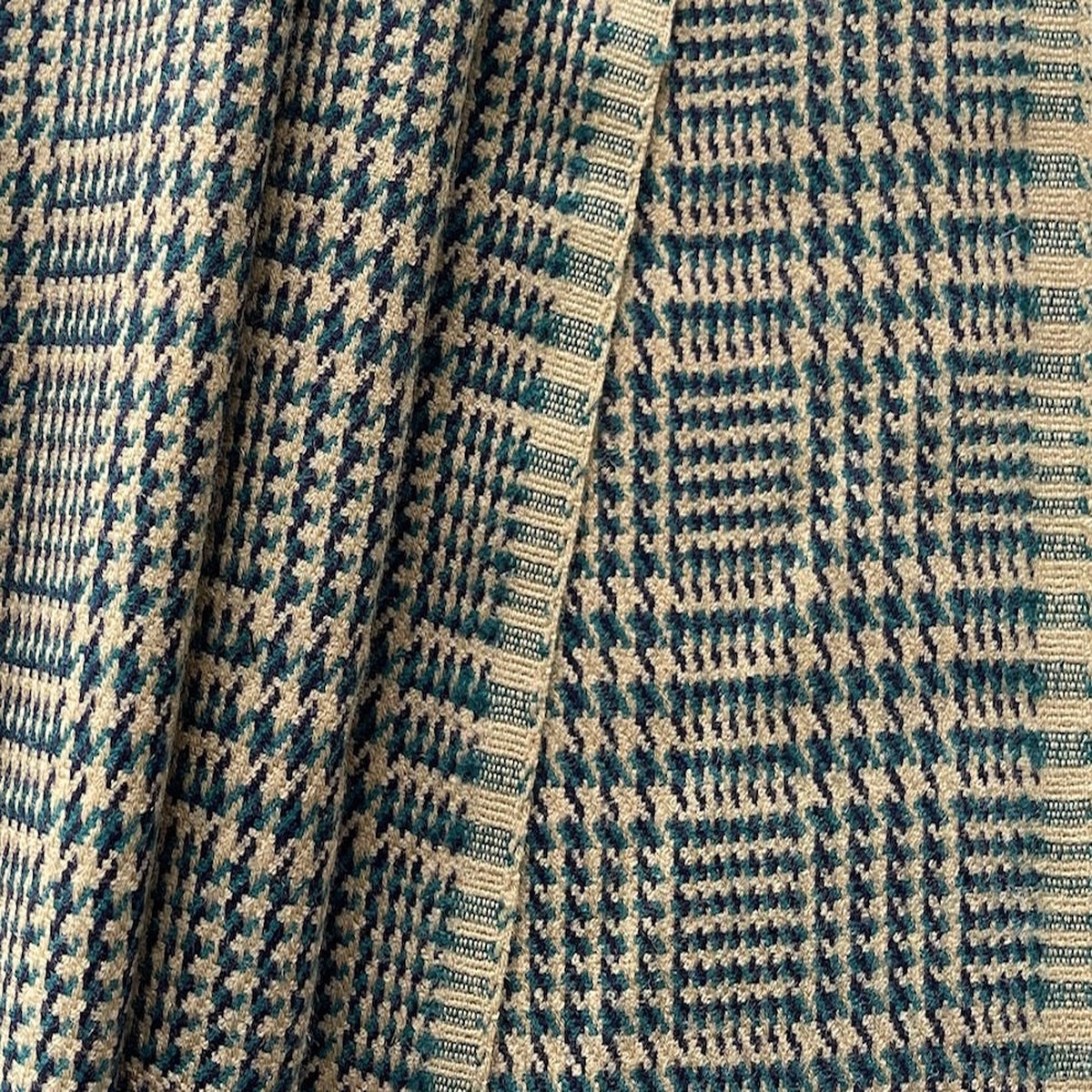 Mid-Weight Glen Urquhart Camel & Teal Green Wool Plaid
